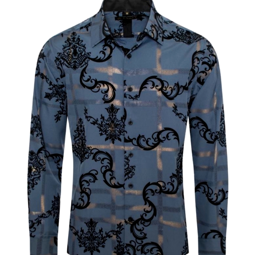 866 b1 Elegant gray long sleeve shirt for any occasion, ITALIAN design and brand